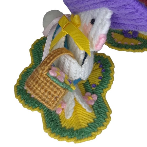 Easter Bunny Decor Vintage Cross stitch on Plastic Form Set of Two - Picture 4 of 7